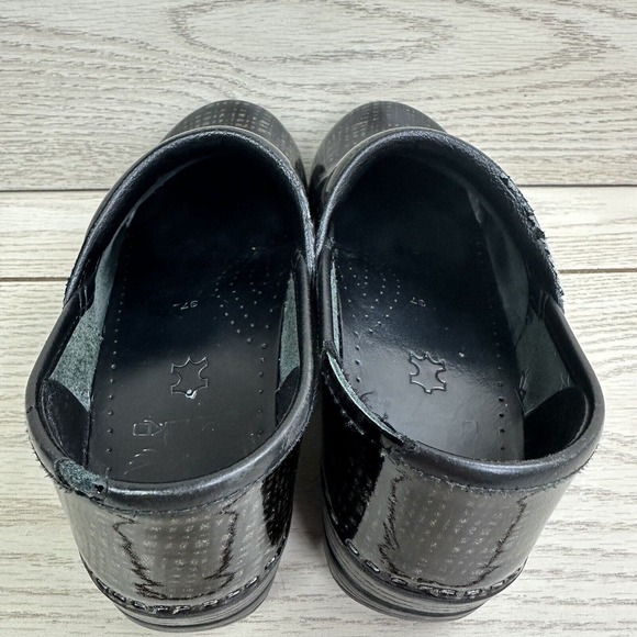 Dansko Black w/ Gold Silver Glitter Lines Plaid Clogs Womens EU 37‎ / US 6.5-7 - Picture 6 of 7